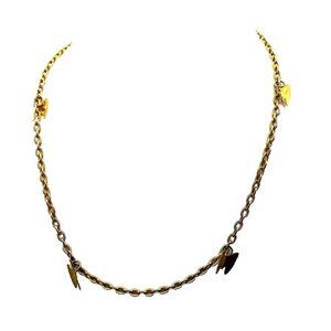 Vintage Golden Butterflies Necklace with Dangling Butterfly Charms, Gold Tone